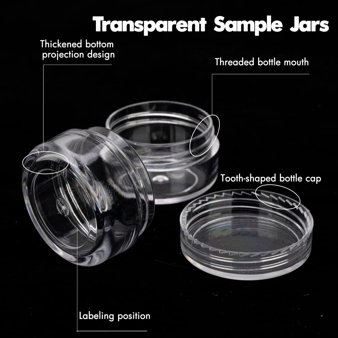 3 Gram Sample Containers With Lids, 25 Count Clear Jars, Empty Lip Balm, Mini Cosmetic Makeup Travel With Labels, Mini Disposable Spatulas