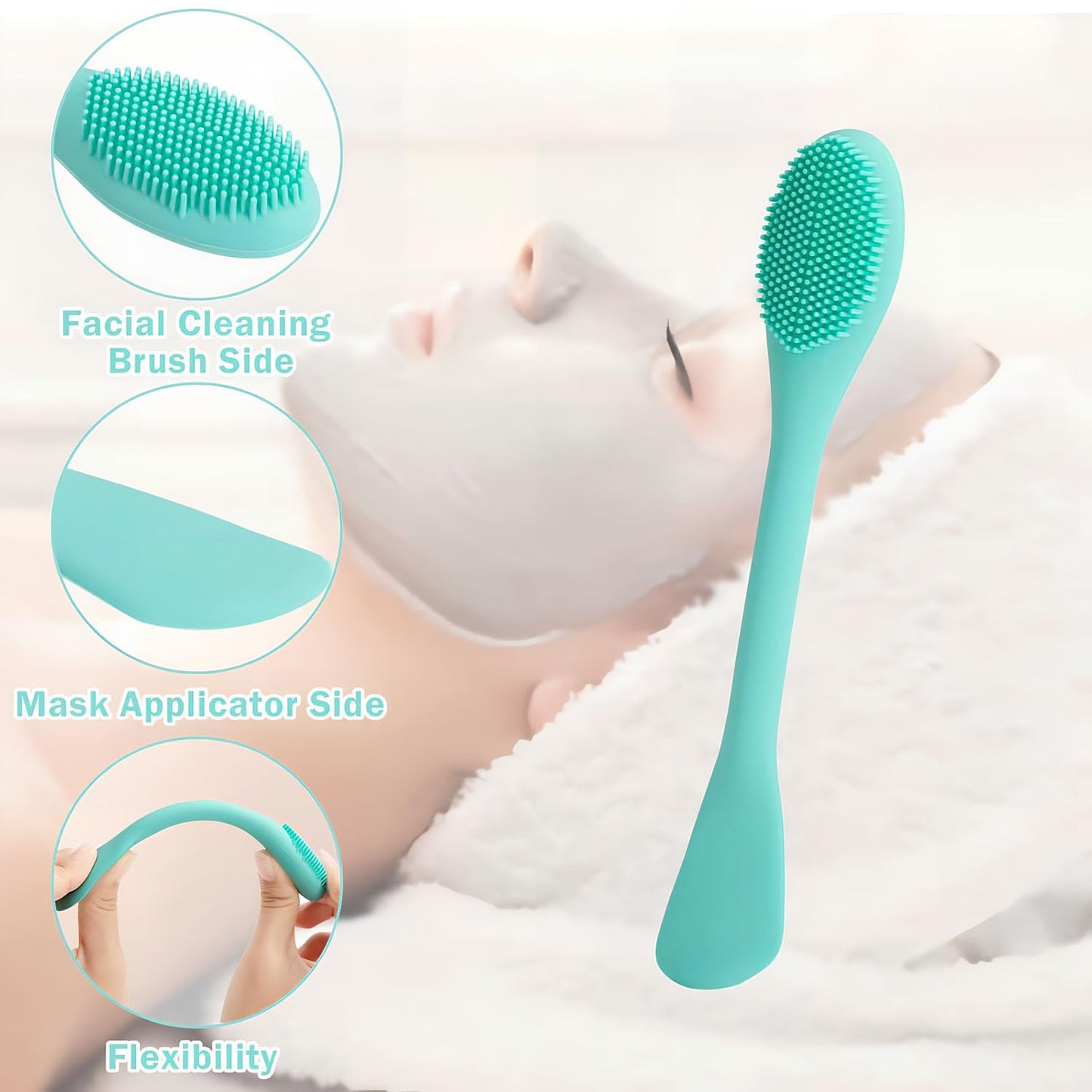 2 PCS Facial Cleansing Brush,2 in 1 Silicone Face Mask Brush for Exfoliating,Massaging,Remove Blackheads,Deep Pore Cleansing,DIY Mask