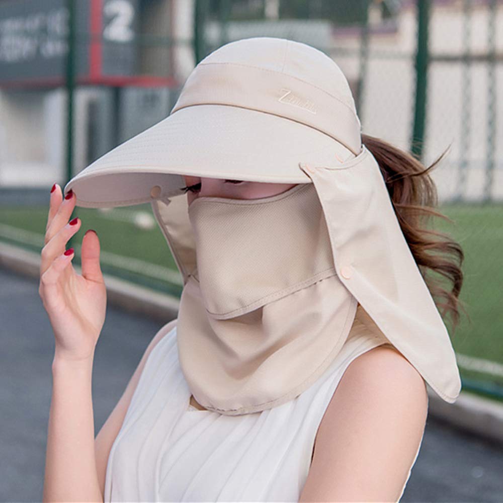 Outdoor UPF 50+ UV Sun Protection Waterproof Breathable Face Neck Flap Cover Folding Sun Hat for Men/Women (US, Alpha, Medium, Khaki)