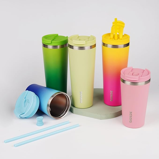 BJPKPK 34oz Insulated Tumbler With lid And Straw Stainless Steel Tumblers Travel Coffee Mug Reusable Thermal Cup,Black Leopard