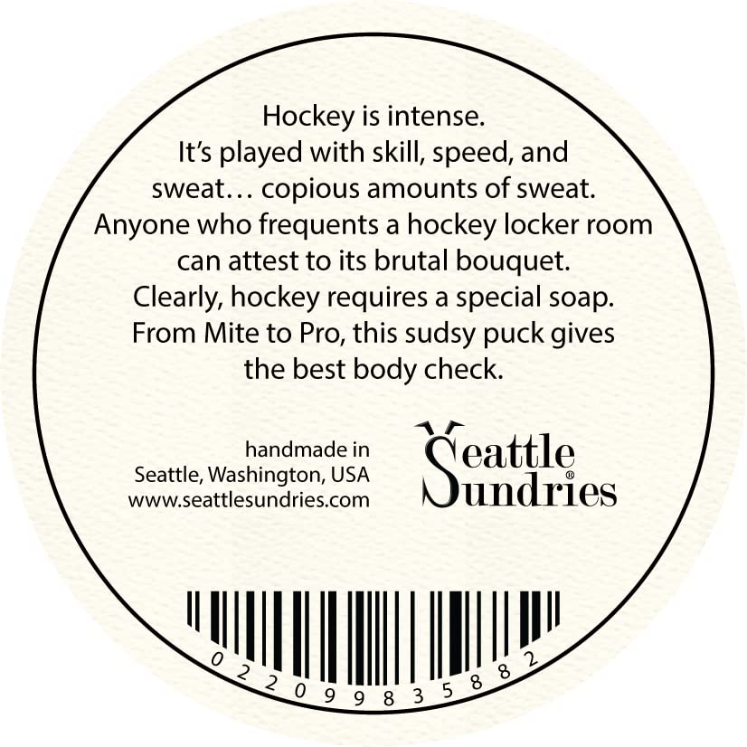 Seattle Sundries Slap Shot Hockey Puck Soap, Hockey Gift Idea 1 (4oz) Bar of Odor Fighting Activated Charcoal Soap in a Retro Gift Tin, Natural and Handmade