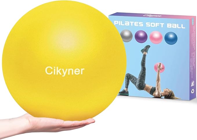 Cikyner Soft Pilates Ball, Small Exercise Ball 9 Inch Mini Gym Ball with Inflatable Straw, Suitable for Pilates, Yoga, Full Body Training, Physical Therapy and Balance improving at Home, Gym & Office