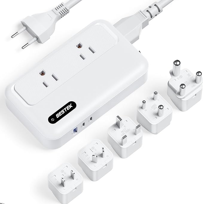BESTEK 220V to 110V Converter with USB-C 35W, Universal Travel Adapter, US to Europe Power Converter for Hair Straightener/Curling Iron, Step Down Transformer(AU/EU/UK/India/South Africa Plug Adapter)