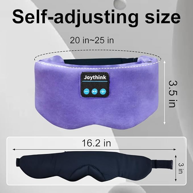 Joythink Sleep Mask Headphones Silk Wireless Bluetooth Headband Eye Mask for Side Sleepers Blackout for Airplane Travel Women Purple