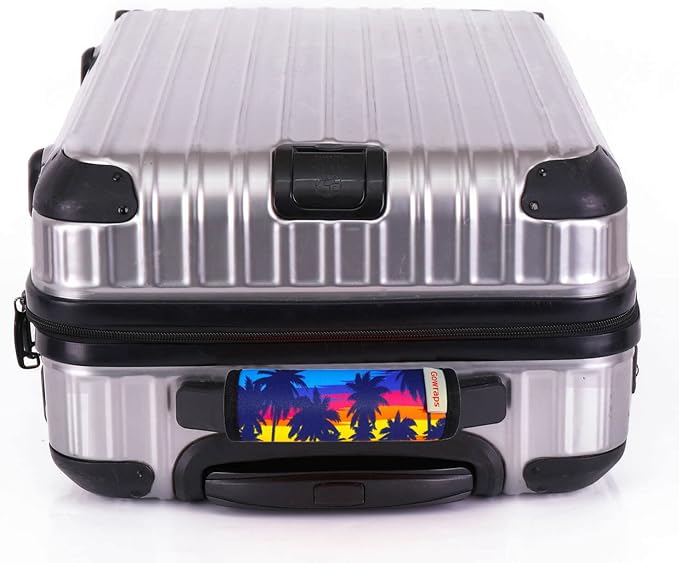 5 Pack Neoprene Luggage Handle Wraps Bright Luggage Tags/Identifiers/Marker/Grips Travel Accessories for Airplane/Flying/Luggage (Palm Tree)