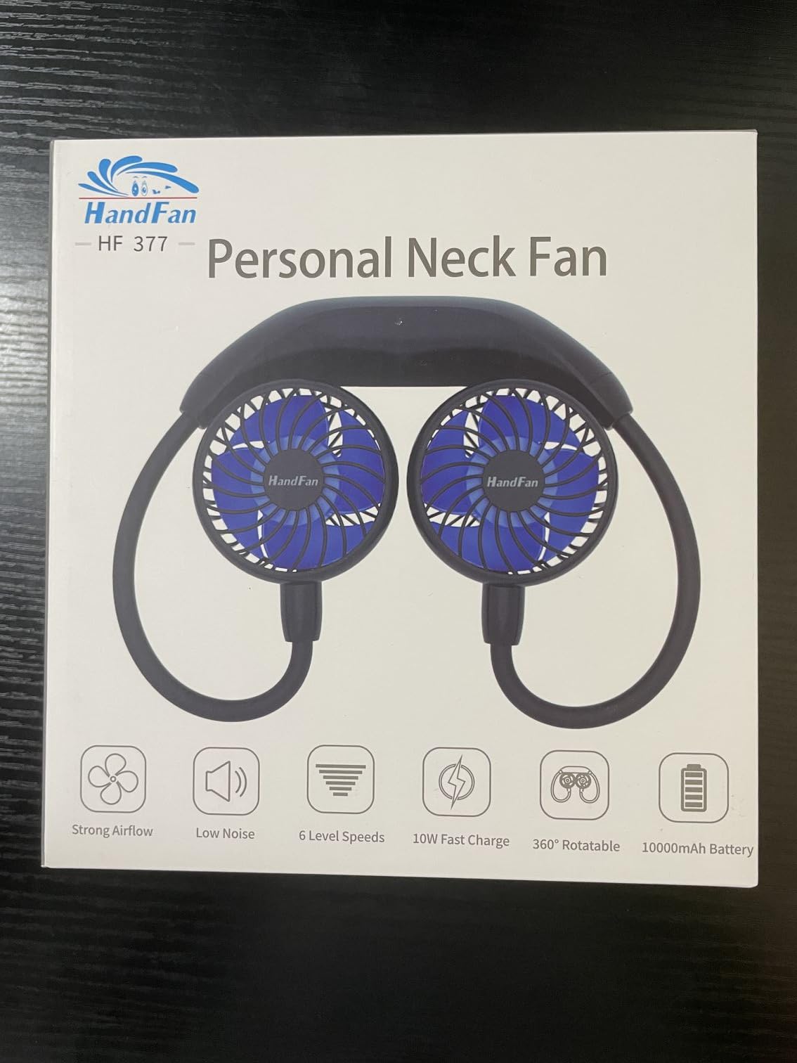 HandFan 10000mAh Portable Neck Fan Rechargeable, 48Hrs Long-Lasted Wearable Personal Fans, Hands Free Necklace Fans, Hanging Cooling Fan for Travel, Hiking, Fishing, Gifts for Women Men