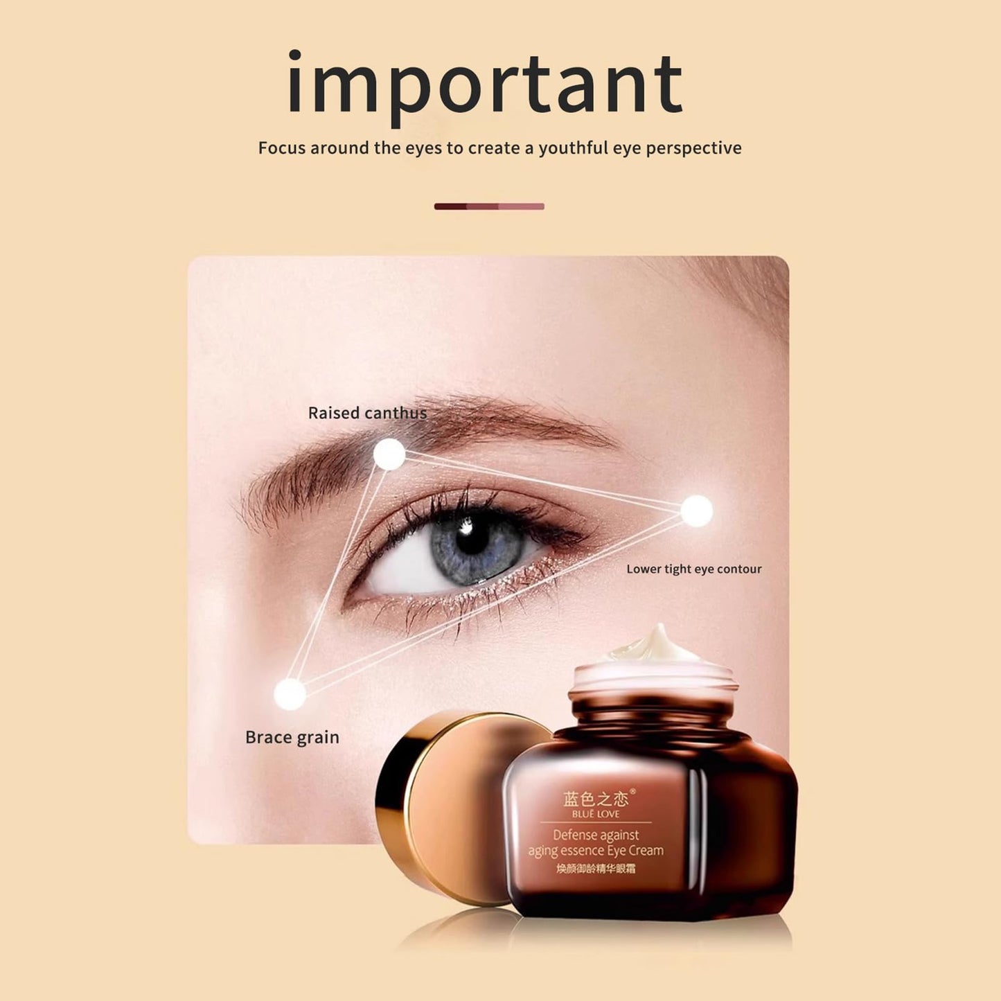 BLUE LOVE 2PCS Anti-Aging Eye Cream – Reduces Dark Circles & Puffiness Under-Eye Bags – Moisturizing & Fast-Absorbing Wrinkle Treatment for Men & Women