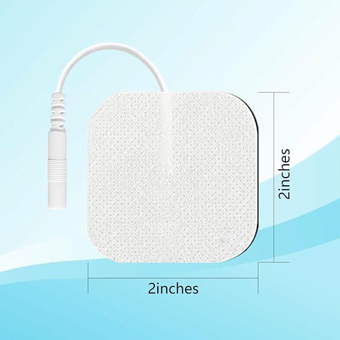 20PCS TENS Unit Replacement Pads, TENS Electrodes Pads Self-Adhesive Electrode Pads 2"x2" Reusable Tens Unit Patches Compatible with TENS Machine Use 2.0mm Pin Connector Lead Wires (2”x2“)