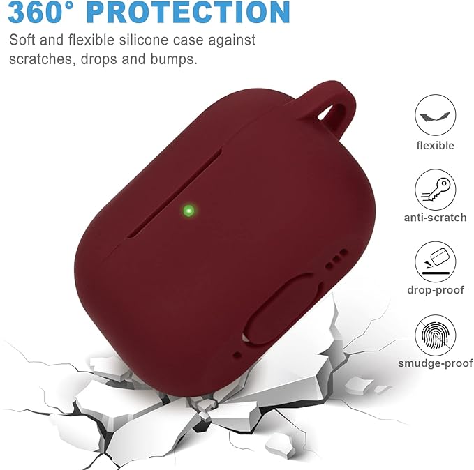 Case for Apple Airpods Pro 3 (2025) - VOTILE Airpods Pro 3 Cases Cover Women Silicone iPods Pro 3 Earbuds Wireless Accessorie Charging Cases Girl Keychain for Airpod iPods Pro 3 Generation - Burgundy