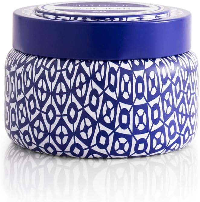 Capri Blue Printed Travel Tin Jar Candle - Luxury Tropical Scented Candles for Home - Long Lasting Soy Wax Blend - Decorative Jar for Home Decor Gift (Honeydew Crush, 8.5 oz)