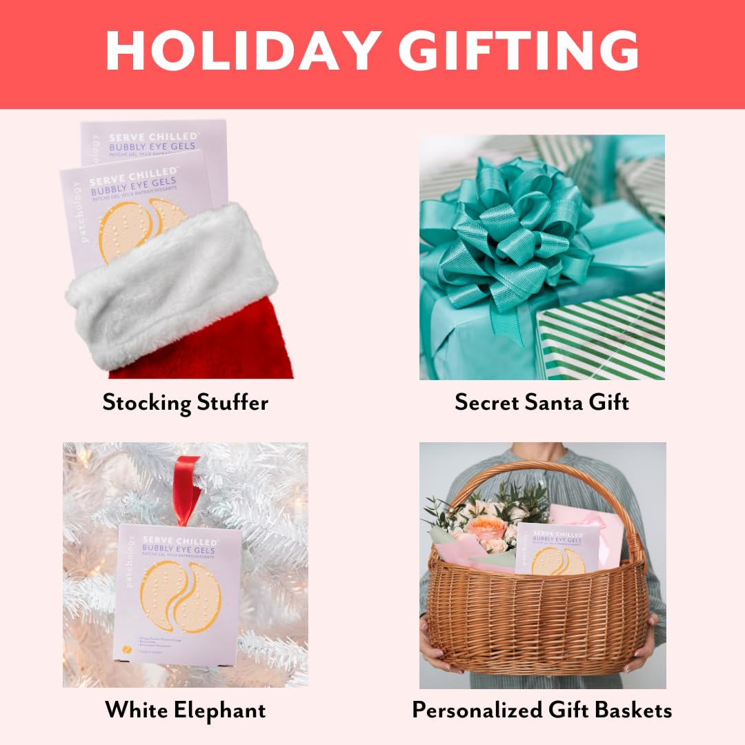 Patchology Serve Chilled Bubbly Eye Gels with Niacinamide, Hydrating Under Eye Patches with Niacinamide and Vitamin C, Under Eye Gel Pads with Gel Technology, Facial Skin Care Products - 5 Pairs