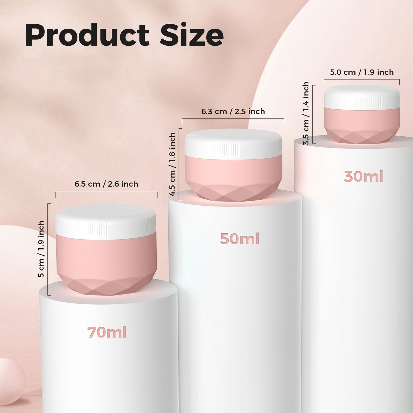 Travel Containers for Toiletries, 4-Pack TSA Approved Silicone Jars (1.7oz) - BPA Free Leakproof Cosmetic Containers for Creams, Lotion, Skincare & Makeup with Bonus Waterproof Bag