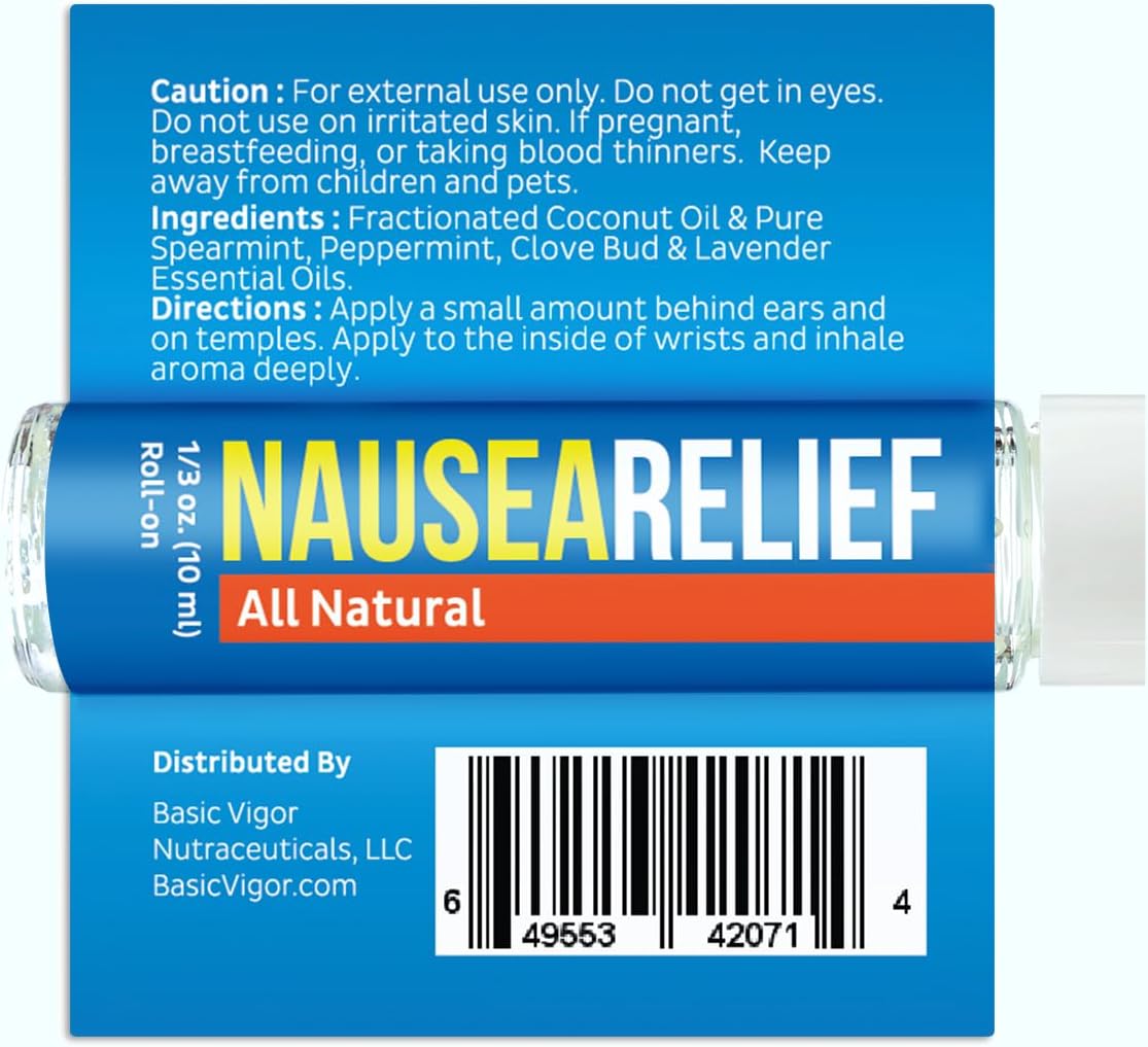 Migrastil Nausea Ease Roll-On (10ml) - Quick Aid for Queasiness from Motion Sickness, Migraines, Chemo, etc. - Cruelty-Free & Vegan. Made in The USA.