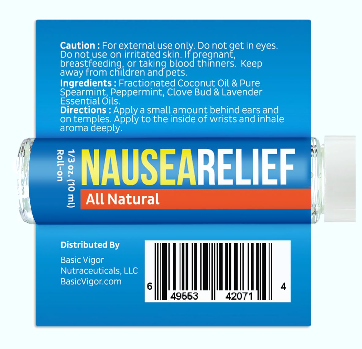 Migrastil Nausea Ease Roll-On (10ml) - Quick Aid for Queasiness from Motion Sickness, Migraines, Chemo, etc. - Cruelty-Free & Vegan. Made in The USA.