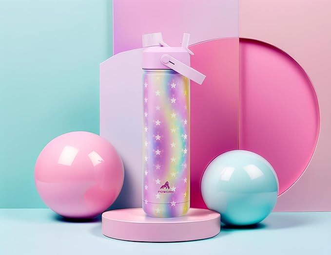 26 oz Insulated Water Bottle with 2-in-1 Straw and Spout Lid, Keep Cold 24H, Leak-Proof, Fits in Car Cup Holder, Stainless Steel Water Bottle for Sports, Travel, and School (Starlight Cascade)