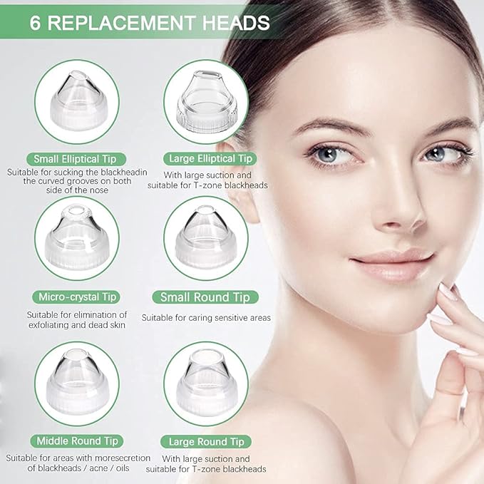 Blackhead Remover Pore Vacuum, 【[FDA Certification] 】 WiFi Visible Facial Pore Cleanser with HD Camera Pimple Acne Comedone Extractor Kit with 6 Suction Heads Electric Blackhead Suction Tool