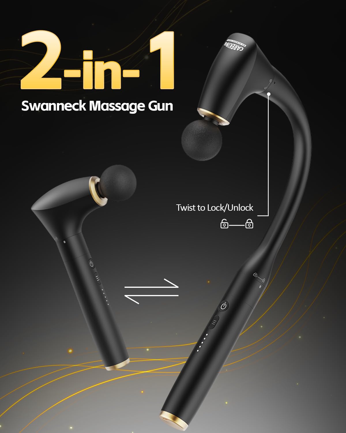 2-in-1 Detachable Percussion Massage Gun with Extension Handle, Back Massager for Pain Relief Deep Tissue Muscle Massager for Arm Shoulder Lower Back Thigh Waist, Gifts for Women, FSA-HSA Eligible