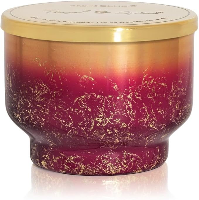 Capri Blue Tinsel & Spice Scented Candles for Home - Glimmer Inverted Jar Candles - Soy Candles - Holiday Candle with Mulberry & Gold Ombre Glass Holder (10 oz)
