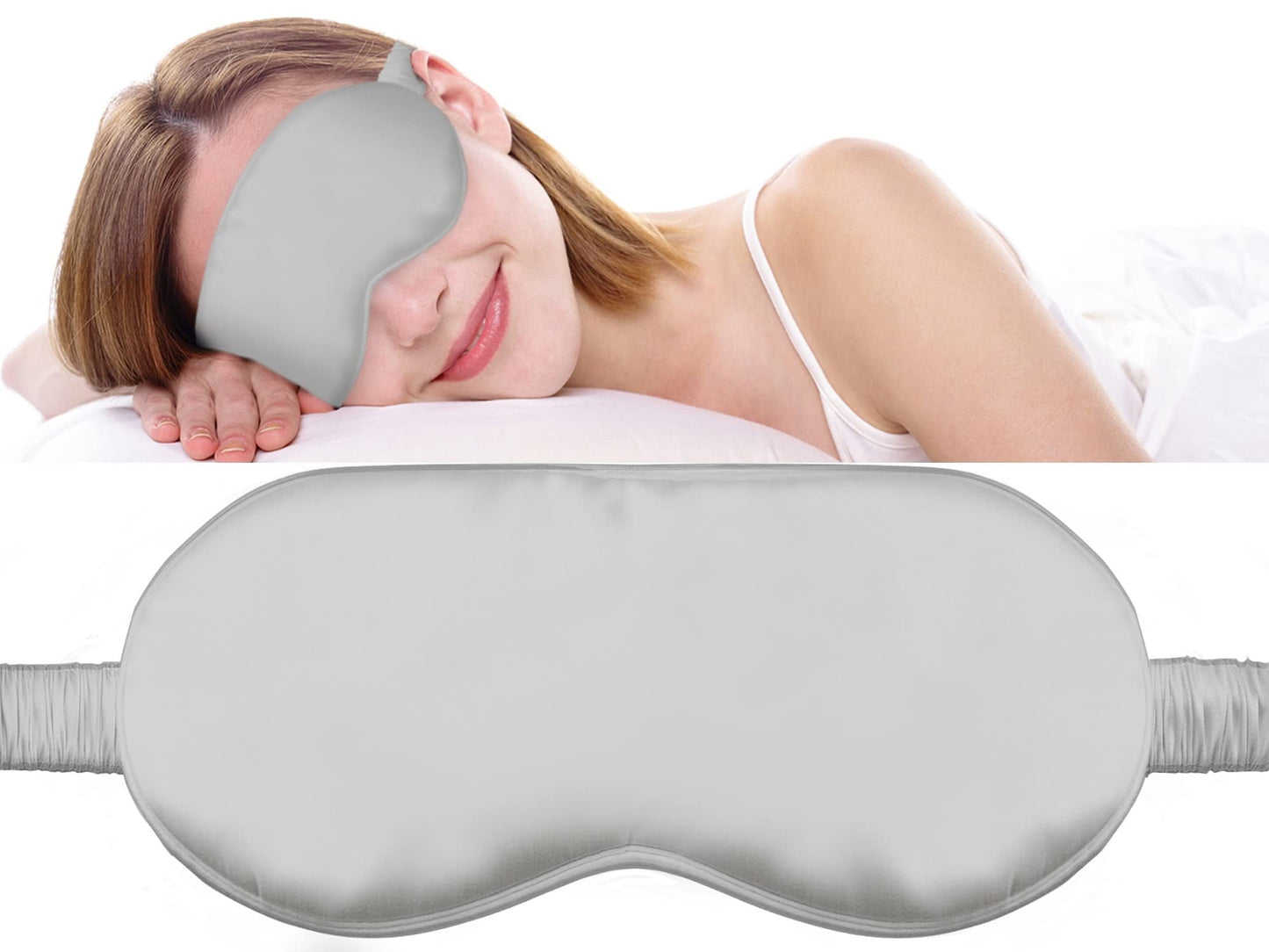 Fusion5 Silk Eye Mask with Elastic Band - 100% Pure Mulberry Sleep Mask - 25 Momme, Anti-Aging, Hypoallergenic, Blocks Light - Soft & Smooth Night Eye Cover for Sleeping & Travel with Box
