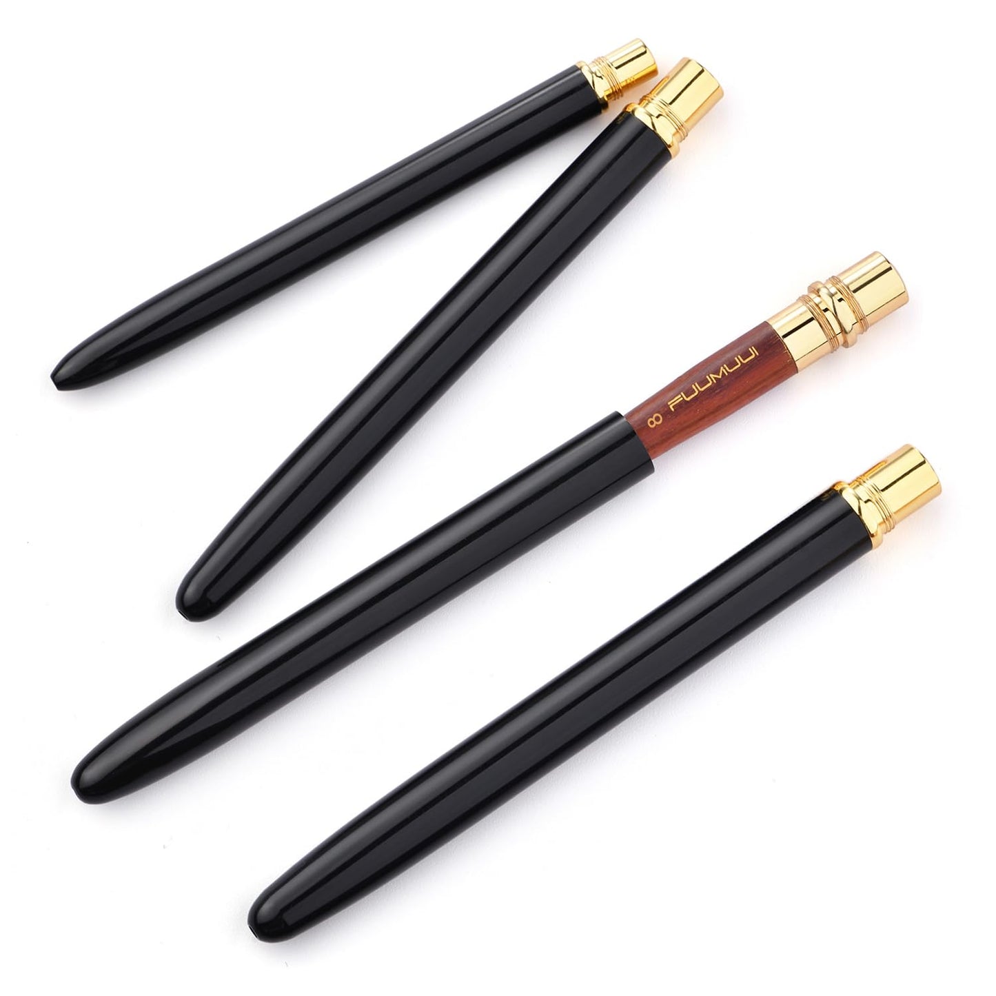 Fuumuui 4pcs Elegant Kolinsky Sable Watercolor Brushes - Travel Kit with Leather Pouch Perfect for Gouache Ink Painting