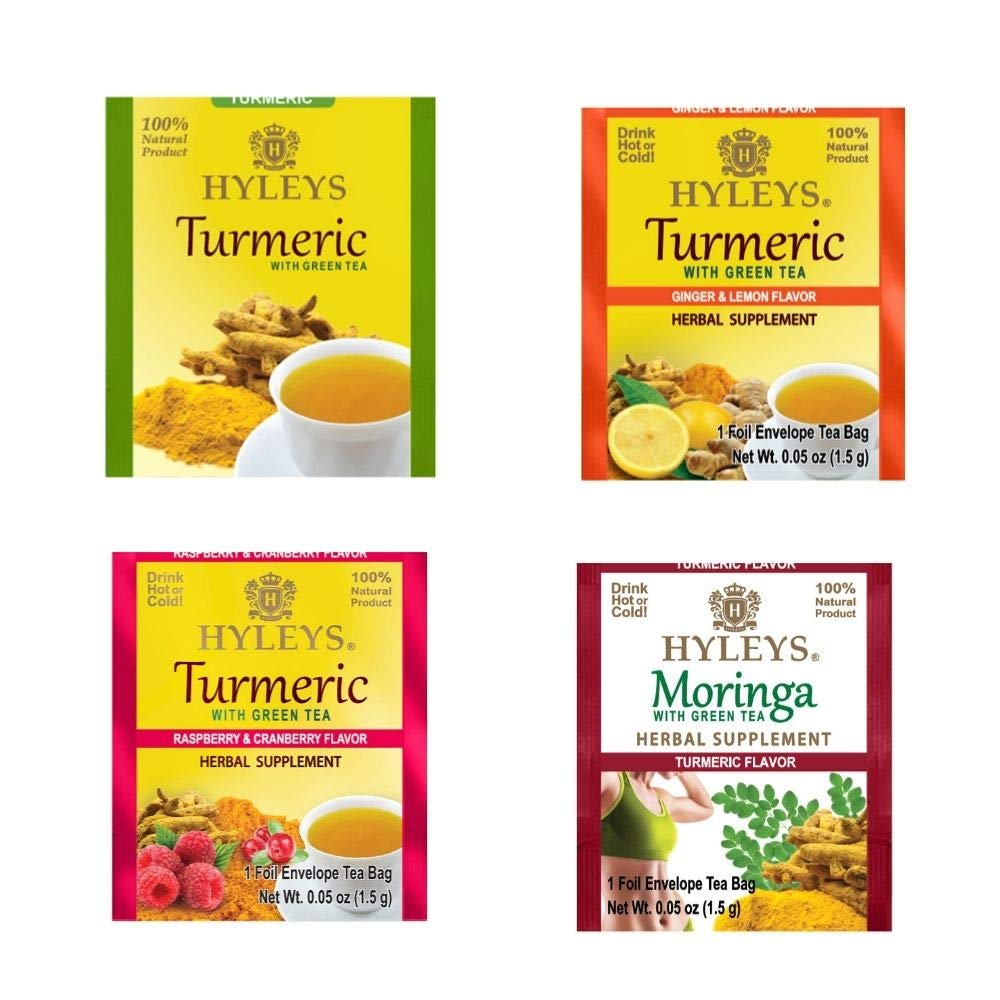 Hyleys Turmeric Tea - Assorted Flavors - 42 Tea Bags - Wellness Herbal Supplement
