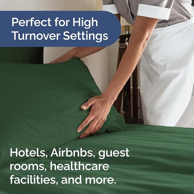 Bulk Case Pack of 12 Sheet Sets - (12) Complete Cal King Size Sheet Sets w/Deep Pockets - Wholesale Bulk Bedding for Hotels, Spas & Airbnbs - Breathable and Wrinkle Free - (Cal King, Emerald Green)