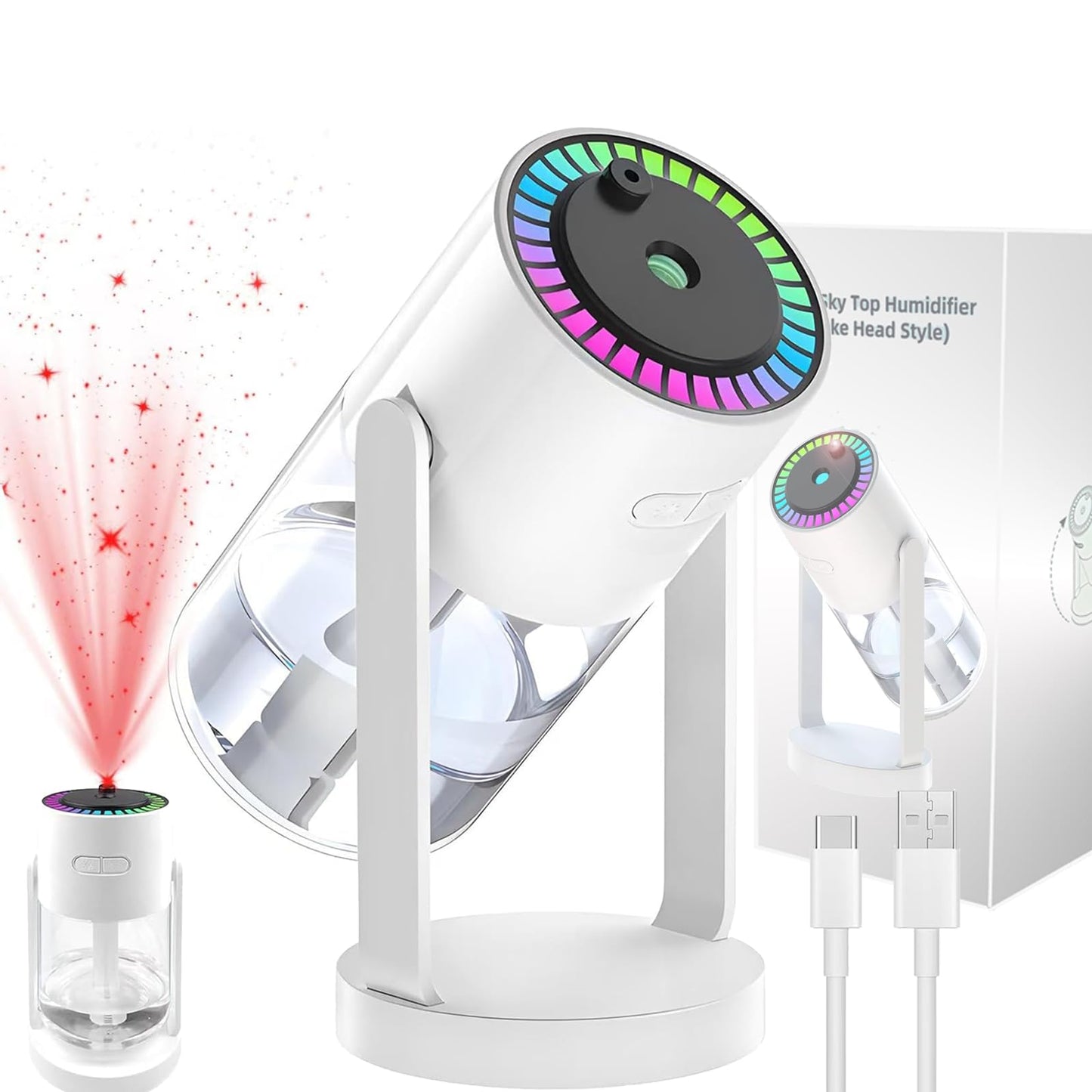 Humidifier, Humidifiers for Bedroom, Air Humidifier, Ultra Quiet, USB, Timer, with Light, Desk Humidifier, for Office, Bedroom (280 ml)