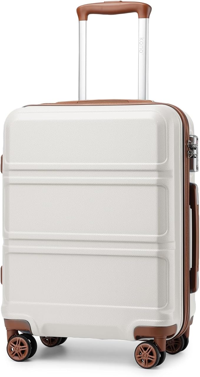 Kono 20'' Carry on Luggage Lightweight with Spinner Wheel TSA Lock Hardside Luggage Small Carry on Suitcase Cream White