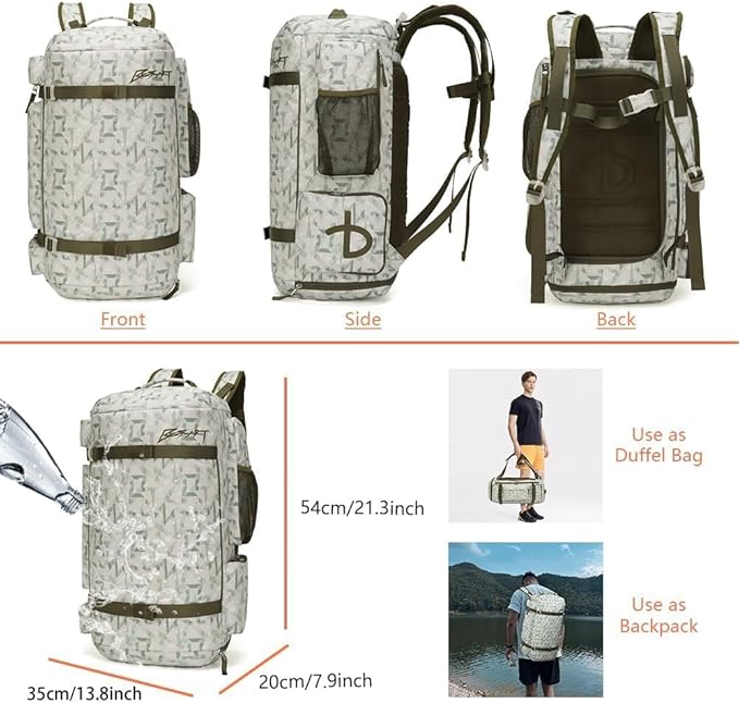 BE SMART 40L Extra Large Gym Backpack for Men, Big Gym Bag with Shoes Compartment, Waterproof Heavy Duty Duffel Bags, Men's Workout Backpacks for Outdoor Sport,Hiking,Camping,Travel