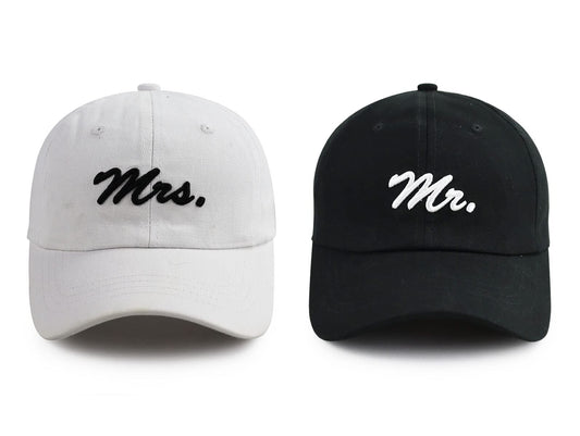 Mr and Mrs Gifts, Bride Groom Couples Hats, Funny Christmas Valentines Day Newlywed Wedding Honeymoon Essentials, Adjustable Cotton Embroidered Baseball Caps for Men Women Dad Mom Husband Wife