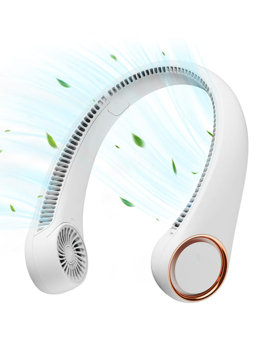 Gaiatop Portable Neck Fan Rechargeable, Hands-Free 360° Cooling, 17hrs Runtime, Battery Powered Personal Wearable Fan Quiet, Summer Outdoor Travel Essentials, Birthday Gifts for Women Men Teens, White