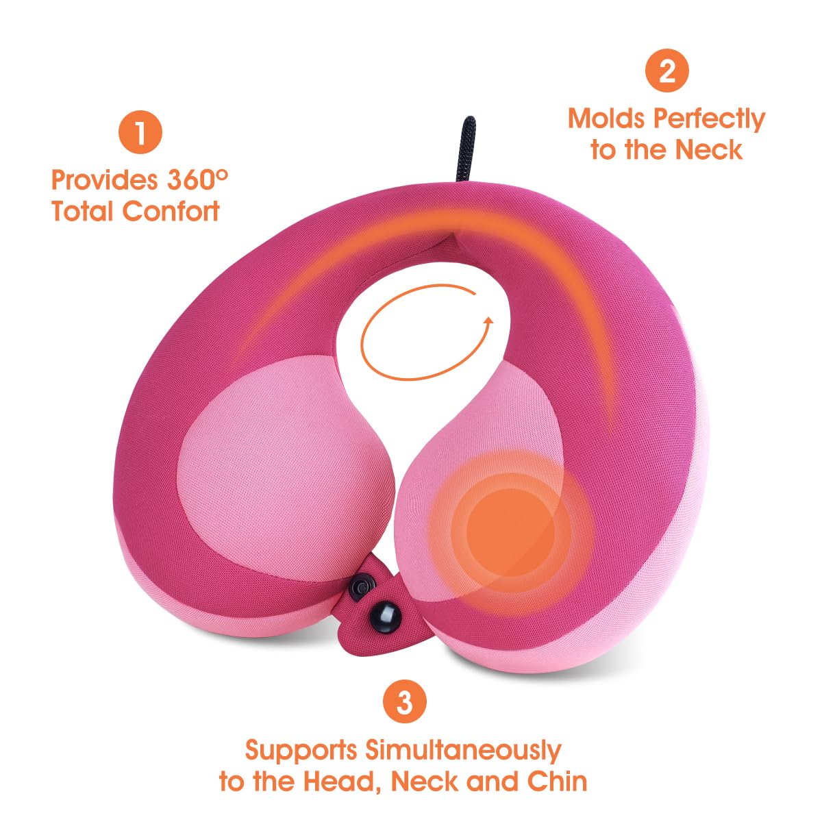 INFANZIA Kids Chin Supporting Travel Neck Pillow, Helps Support Head and Neck, Comfortably Designed for Head, Neck, and Chin Support - Gifts for Toddler/Child/Kids, Pink