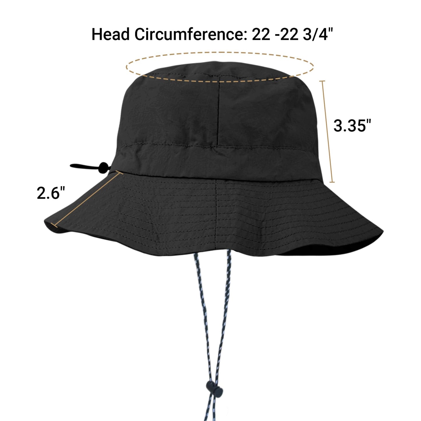 NPQQUAN Waterproof Quick Dry Bucket Hats for Woman Men Packable Foldable Rain Sun Hat Lightweight Hiking Hat Black