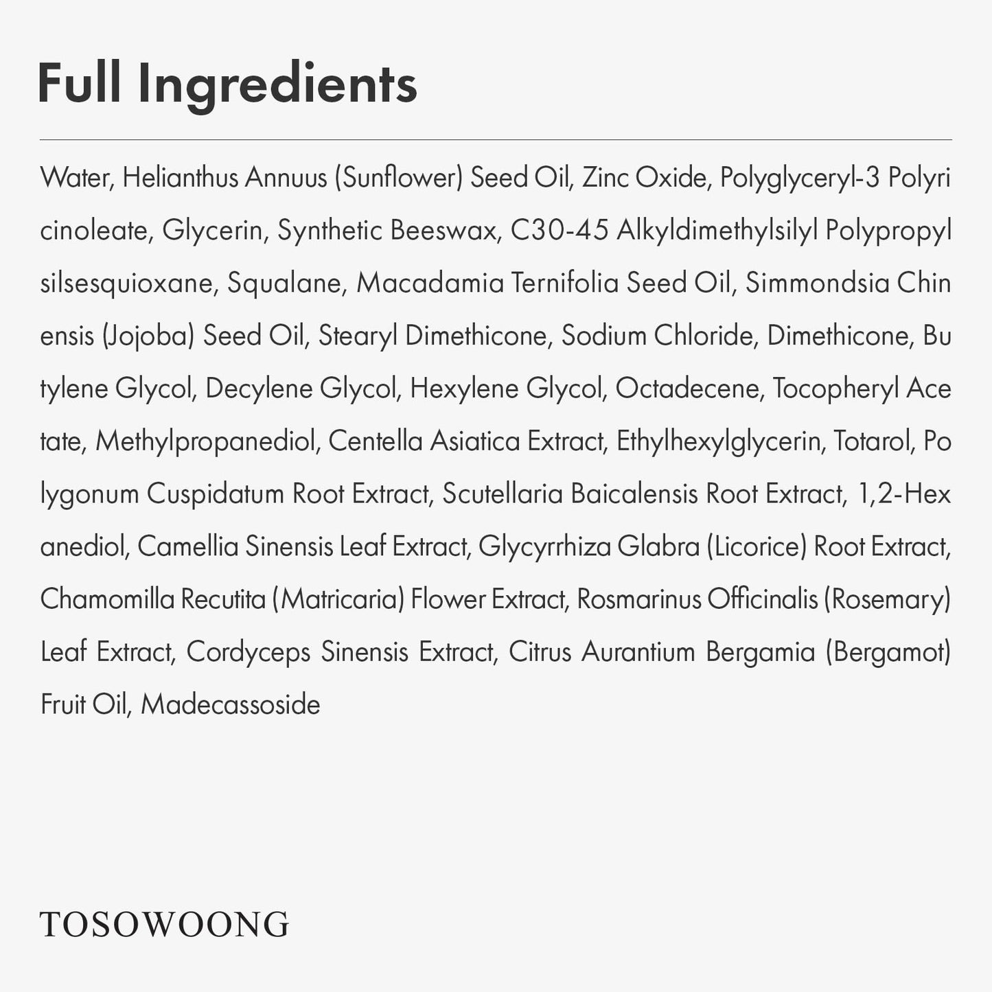 TOSOWOONG SOS Repair CICA Clinic Zinc Cream, 100,000ppm Zinc Oxide, Heal, Soothe Acne, Redness, Rosacea Treatment, Skin Barrier Repair, Moisture, Non-Comedogenic, Korean Skincare, 50g, 1.76 oz.