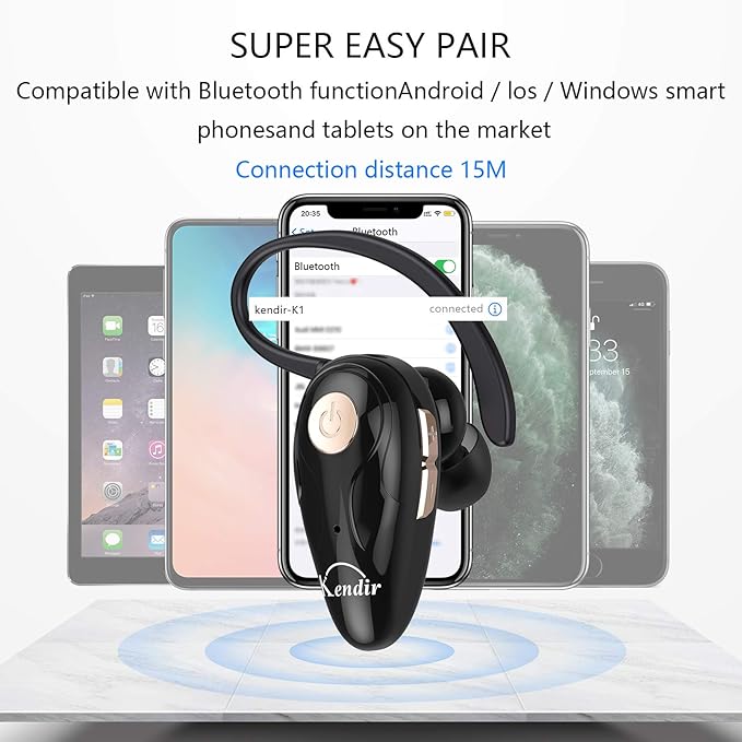 Bluetooth Headset, V5.0 Ultralight Wireless Headphone Cell Phone Earpiece with Mic Headsetcase,Volume Control, Handsfree Earbud,Compatible with Android/iPhone/Smartphones/Laptop