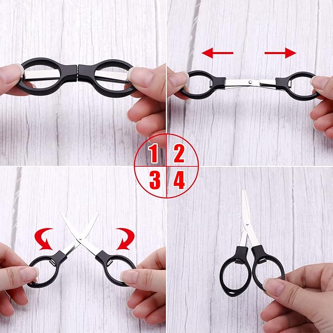 25 Pcs Mini Folding Scissors Small Foldable Travel Stainless Steel Portable Shears Bulk Badge Scissors for Nurses Glasses Shaped Anti Rust Sewing Cutter for Nurse Week Gifts School Office
