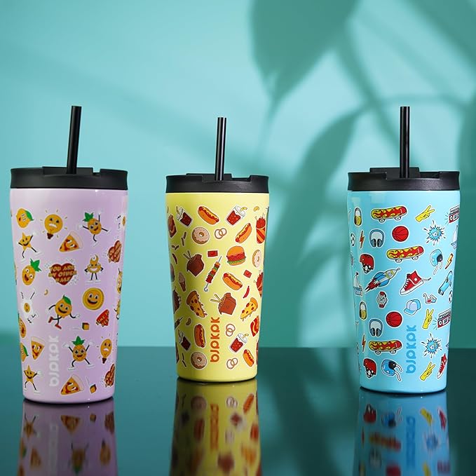 BJPKPK 18oz Insulated Tumbler With lid And Straw Stainless Steel Tumblers Travel Coffee Mug Reusable Thermal Cup,Playground