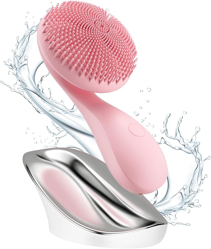 2 in 1 Facial Cleansing Brush, Rotating Magnetic Beads & Massage Cleaning Electric Face Scrubber, Waterproof and Rechargeable Exfoliating Face Scrubber Brush