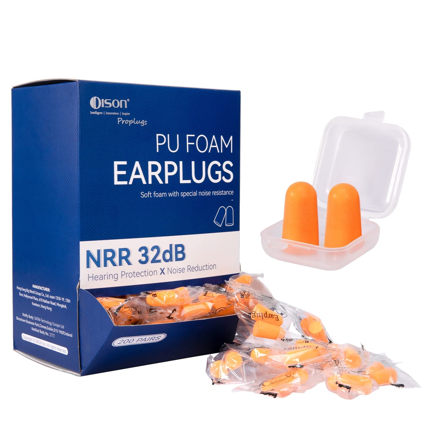 200Pairs Foam Earplugs, 32dB Disposable Noise Reduction Ear Plugs, Hearing Protection Bulk Ear Plugs for Shooting Range, Work, Travel,Concert