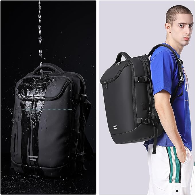 50L Carry on Travel Backpack, Expandable Airline Approved Backpacks with 3 Packing Cubes Fit 17.3 inch Laptop Suitcase backpack for Men Women(Black)