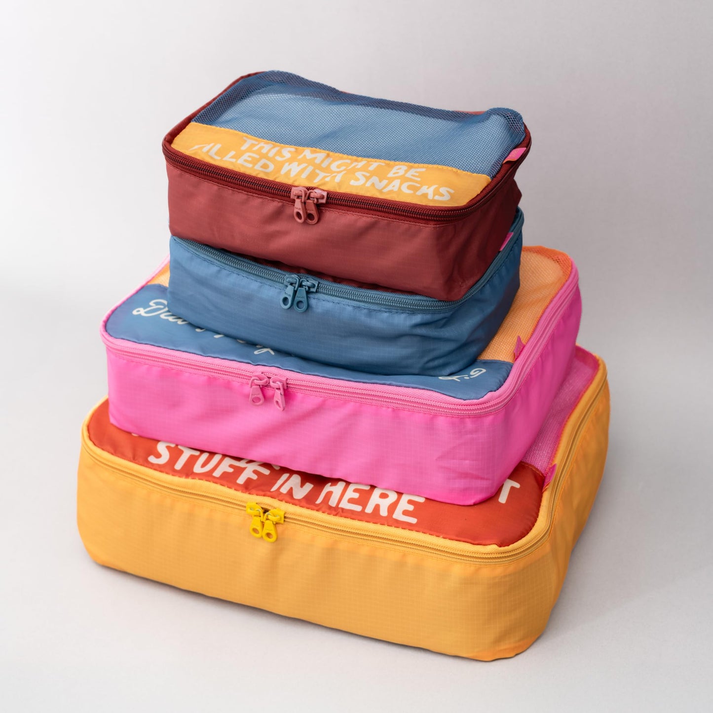 ban.do Getaway Polyester and Mesh Packing Cube Set, Includes 4 Soft Luggage Organizers in Various Sizes (Really Important Stuff)