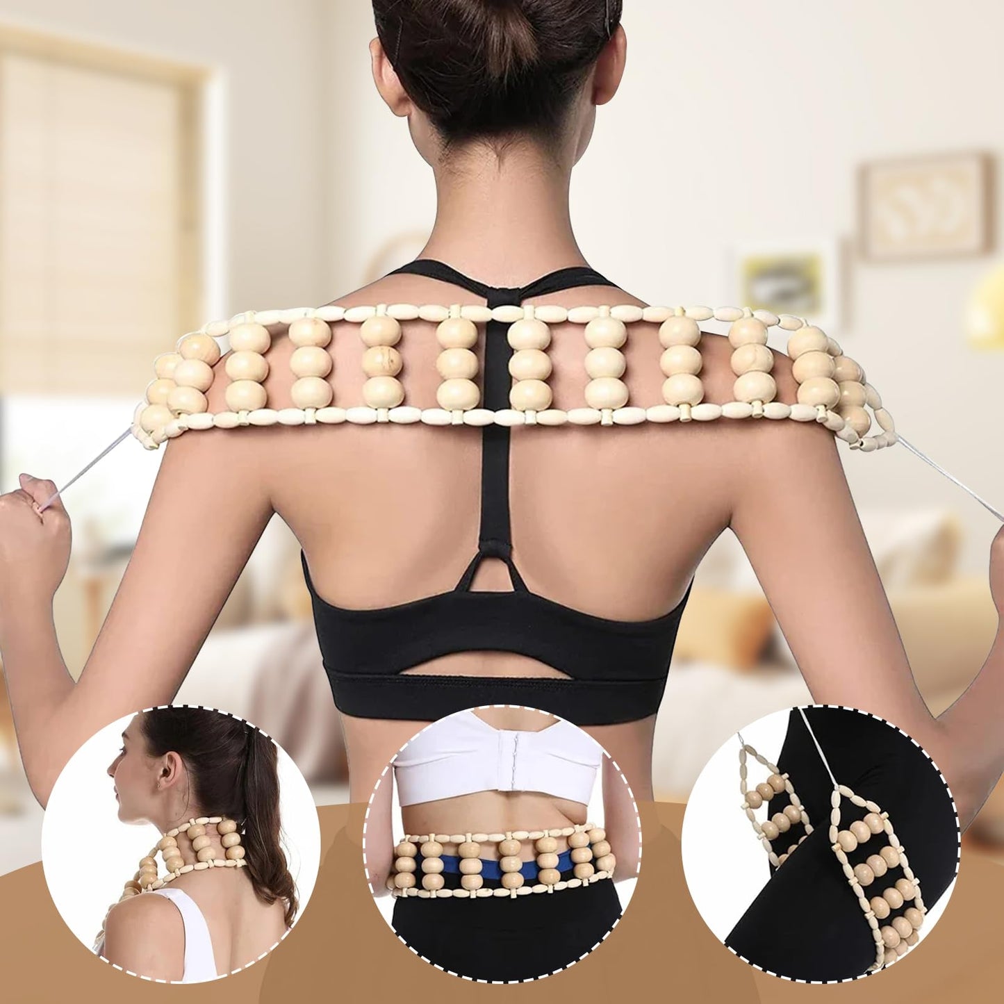 4-in-1 Wood Therapy Massage Tools Lymphatic Drainage Massager for Muscle Pain Relief, Maderoterapia Kit Body Sculpting Tools for Anti-Cellulite, Body Shaping