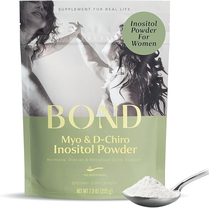 BOND Myo-Inositol & D-Chiro Inositol Powder – 40:1 Ratio – Hormone Balance for Women, Cycle & Ovulation Support – 90 Servings, Vegan, Sugar-Free