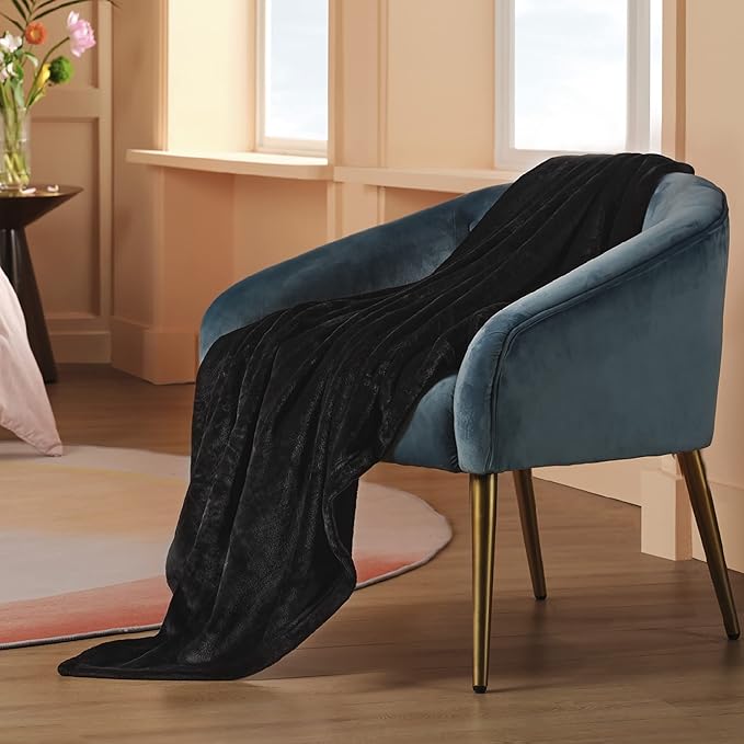 Bedsure GentleSoft Twin XL Fleece Blanket Dorm Bedding - Lightweight Soft Cozy Blankets for Bed, Sofa, Couch, Travel, Camping, Black, 66"x90"