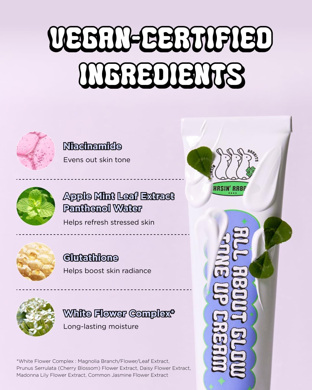 CHASIN' RABBITS All About Glow Tone-up Cream 1.69 fl. Oz, Natural Makeup Base, Dewy Hydration, Long-Lasting Makeup with Soft Texture, Korean Beauty