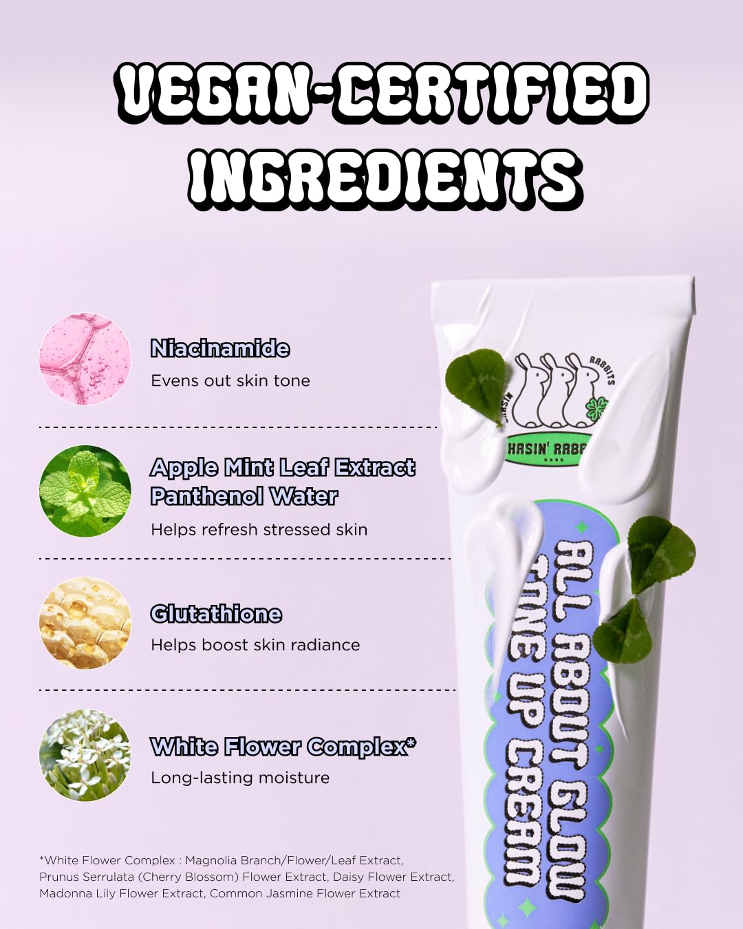 CHASIN' RABBITS All About Glow Tone-up Cream 1.69 fl. Oz, Natural Makeup Base, Dewy Hydration, Long-Lasting Makeup with Soft Texture, Korean Beauty