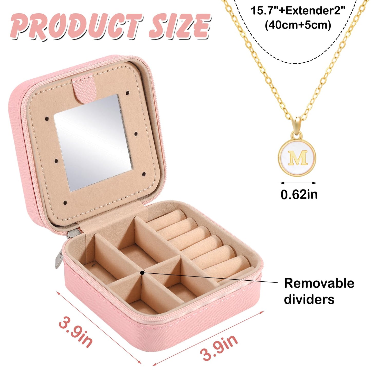 URSKYTOUS Travel Jewelry Case for Women Girls Daughter Birthday Gift from Mom Dad Jewelry Box Fashion Jewels Organizer Holder Birthday Christmas Wedding Graduation Gift for Niece Girlfriend Sister(M)