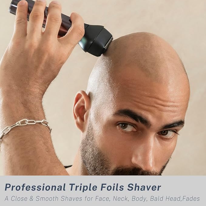 Beard Trimmer and Clippers Set for Men with Foil Shavers, Precision Dial Adjustable 20 Lengths, All-in-One Hair Trimmers for Face Head Nose Full Body, IPX7 Waterproof Wet/Dry, USB-C Rechargeable Dock