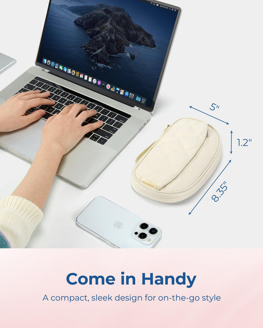 BAGSMART Cord Organizer Travel Cable Bag, Compact Tech Electronic Organizer Travel Case, Essentials for Charger, Cable, Phone, Flash drive - Beige