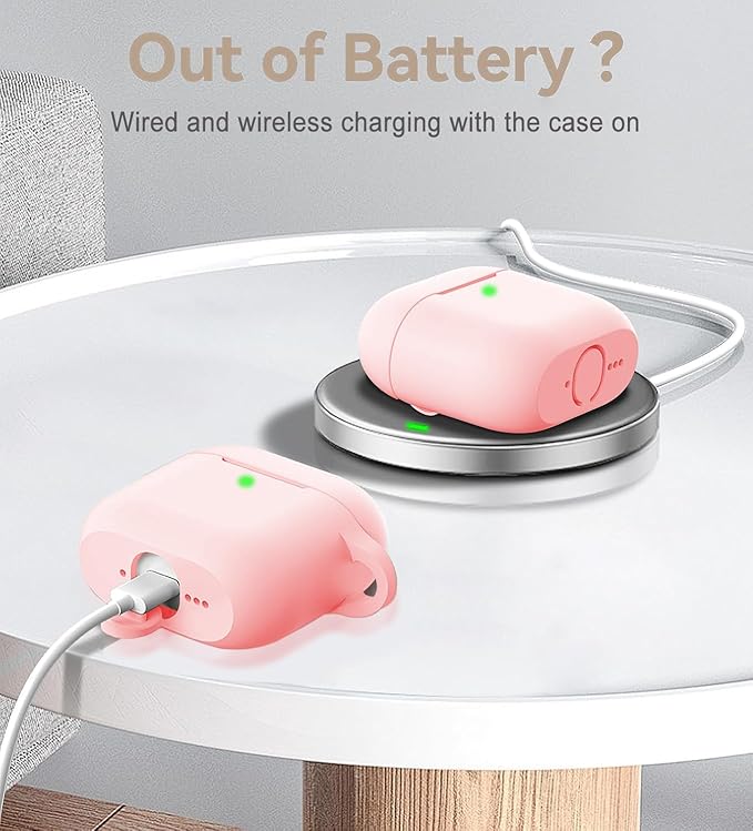 Case Cover for Apple Airpods 4 - VOTILE Airpods 4 Cases 2024 Cover Women Silicone iPods 4 Earbuds Wireless Accessorie Charging Cases Girl Bling Keychain for Airpod iPods 4th Generation - Pink